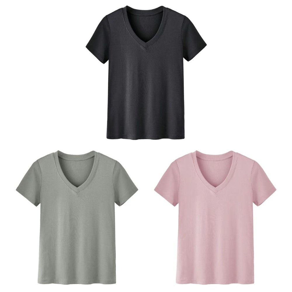 Showitty 3 Pack Short Sleeve V Neck Basically T-Shirts Womens Plus Size 2XL